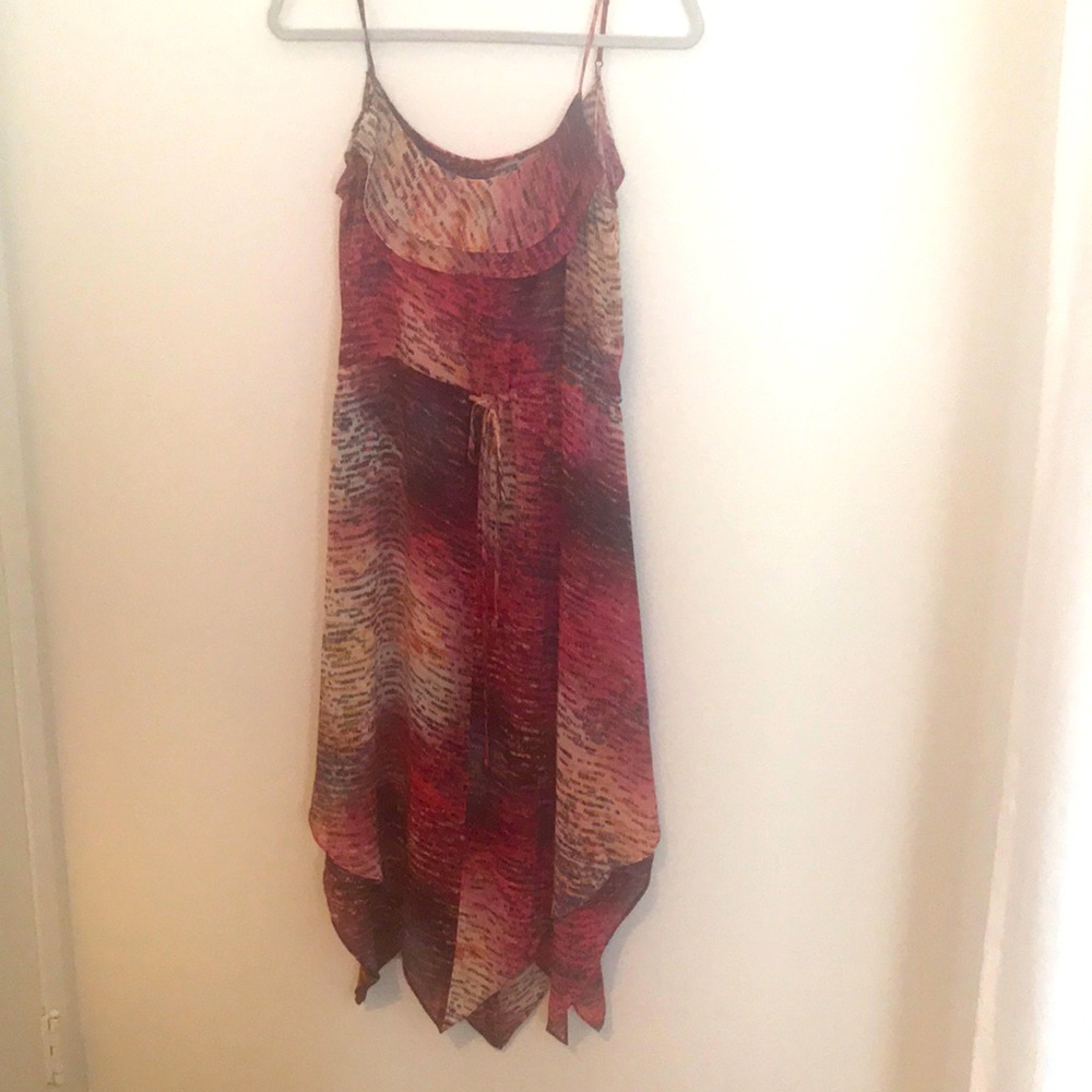 Sanctuary Handkerchief hem pink patterned dress
